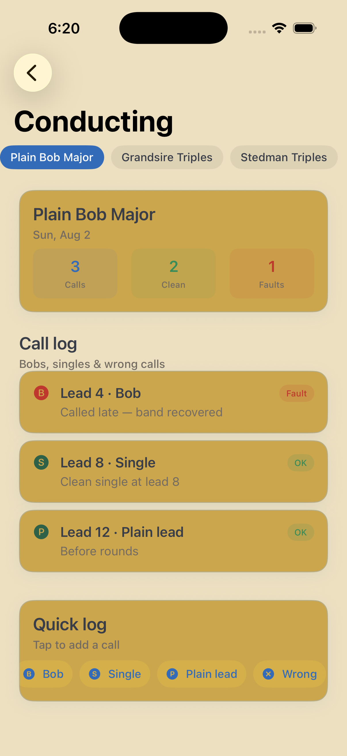 Conducting log with calls per lead